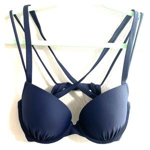 Navy Blue Strappy Aerie Bikini top 36C
